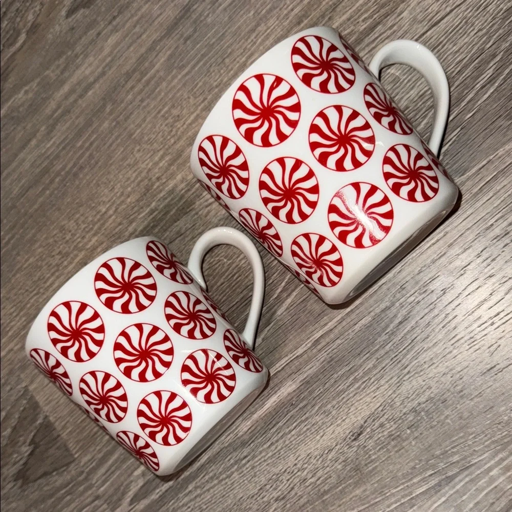 Crate&Barrel Peppermint Swirl Mugs
